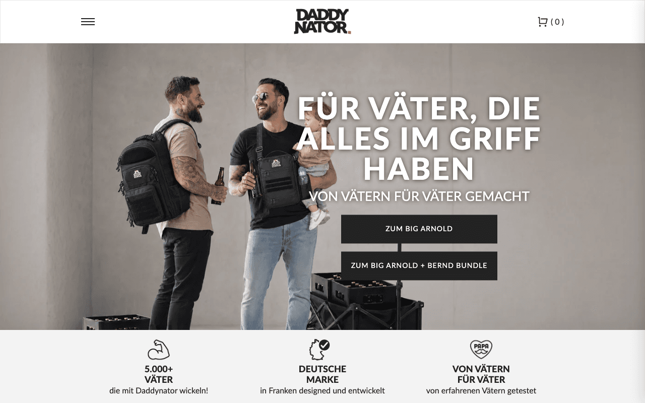 Daddynator — Shopify e-shop · Είδη μπαμπάδων, Γερμανία